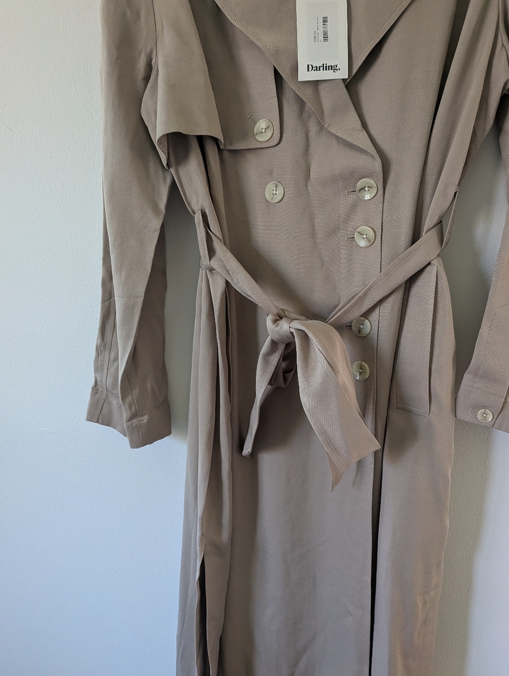 NWT! Darling Overcast Lightweight Belted Trench Coat In Tan M - Picture 8 of 12